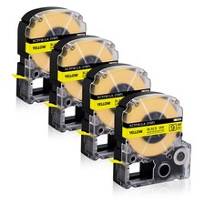 4PK Compatible with EPSON K-Sun 209BY 209BYPX 9mm Tape Black on Yellow Label