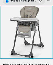 Chicco Polly Adjustable Height High Chair w/ Tray  Safety Harness, Blue/Gray