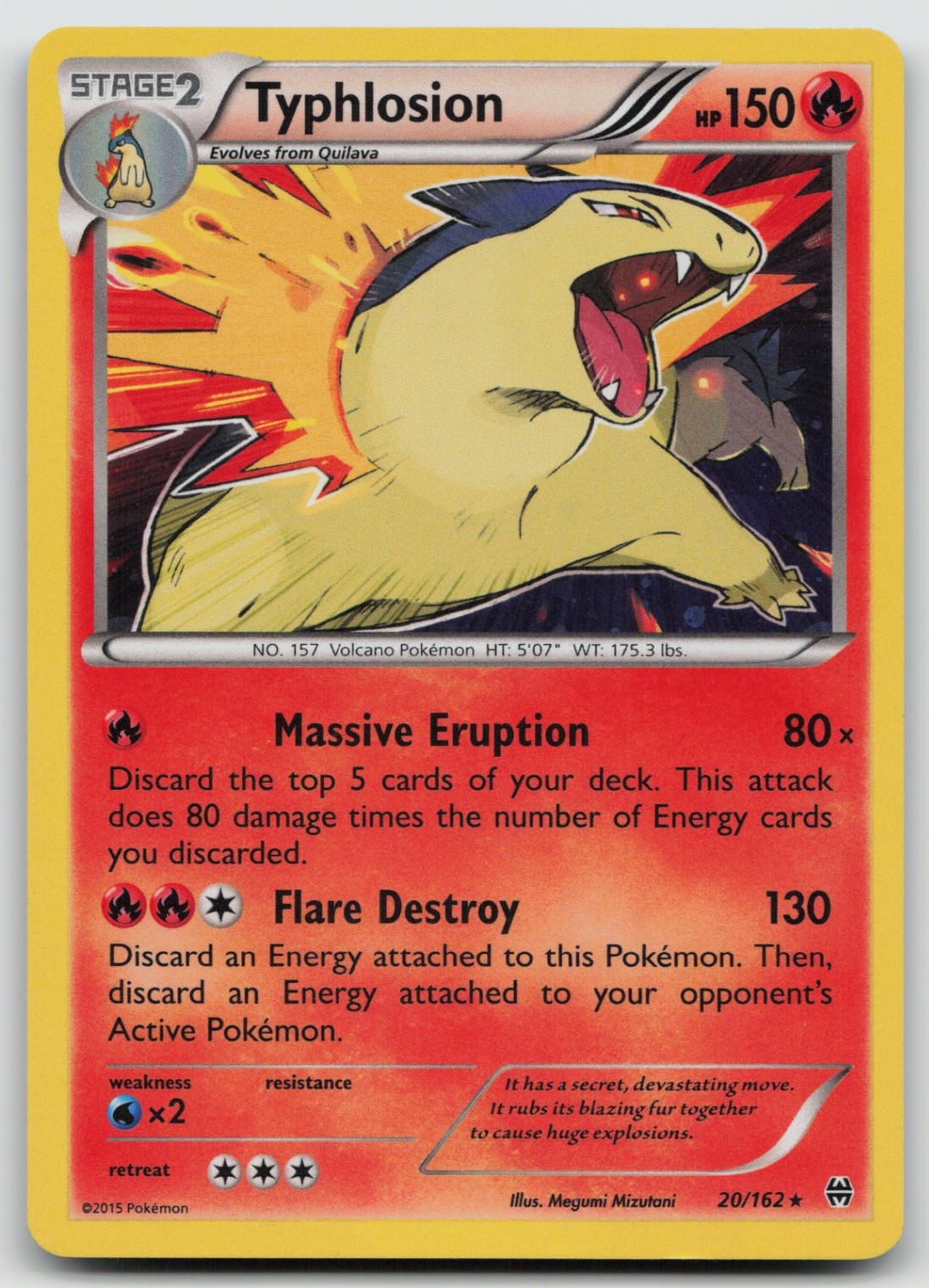 Pokemon Card Typhlosion Holo Rare XY - BREAKthrough 20/162
