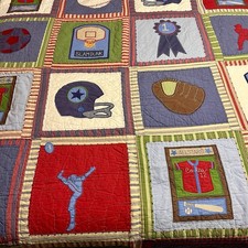 pottery barn kids quilt full All Sports 88 W X 86 L Colorful Football Soccer