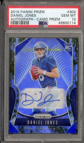 2019 Panini Prizm Daniel Jones Camo Auto /25 Rookie #302 PSA 10 Gem Mint