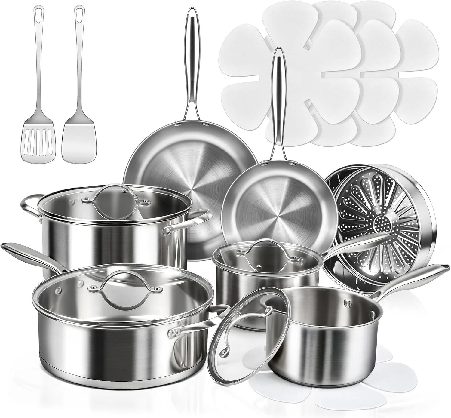 16-Piece Pots and Pans Set, Tri-Ply Stainless Steel Cookware Set with Lids, Non-
Opens in a new wind