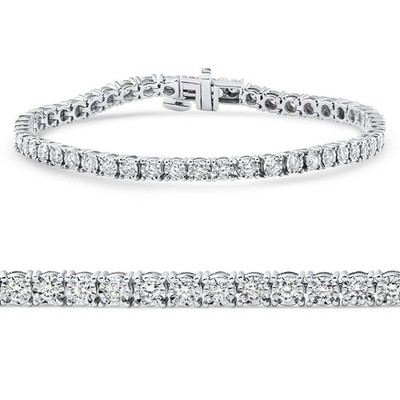2Ct Diamond Tennis Bracelet 7'' Double Lock Clasp Lab Grown 925 Silver