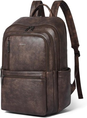 Leather 17 inch Laptop Backpack for Women, Large Travel Backpack Purse for Casua