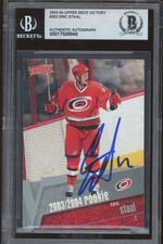 Eric Staal Signed 2003-04 Upper Deck Victory Rookie Card 202 Hurricanes BAS Auto