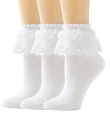 Lace Ruffle Frilly Ankle Socks for Women Pearl Lace Socks Fashion Footwear