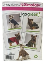 Simplicity 2695 Dog Clothes Sewing Pattern XS S M Uncut