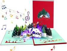 Merry Christmas Greeting Cards Pop Up 3D Christmas Greeting Card with Light and 
