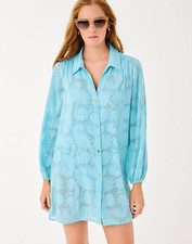 NWT Lilly Pulitzer Sadira Long Sleeve Cover-Up Bellevue Blue Tangerine Dream !!