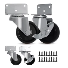 AXL L-Shaped Side Mount Furniture Casters, 2 Inch Swivel Wheels with Lock, He...