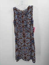 Pre-Owned Tory Burch Brown Size 6 Printed Shift Knee Length Sleeveless Dress
