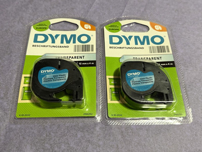 2x DYMO LetraTag Beschriftungsband 12mm x 4m Transparent   2166252   NEU OVP