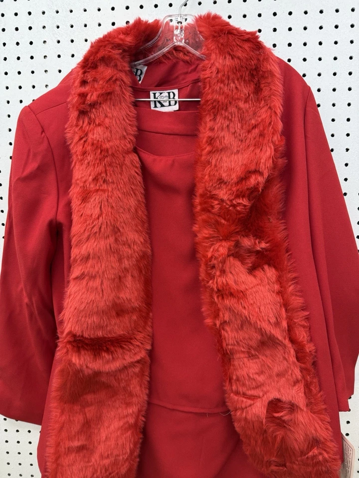 Conjunto de vestido blazer para mujer Katherine Bishop II rojo con ribete de piel sintética - talla 10 Foto 3 de 4