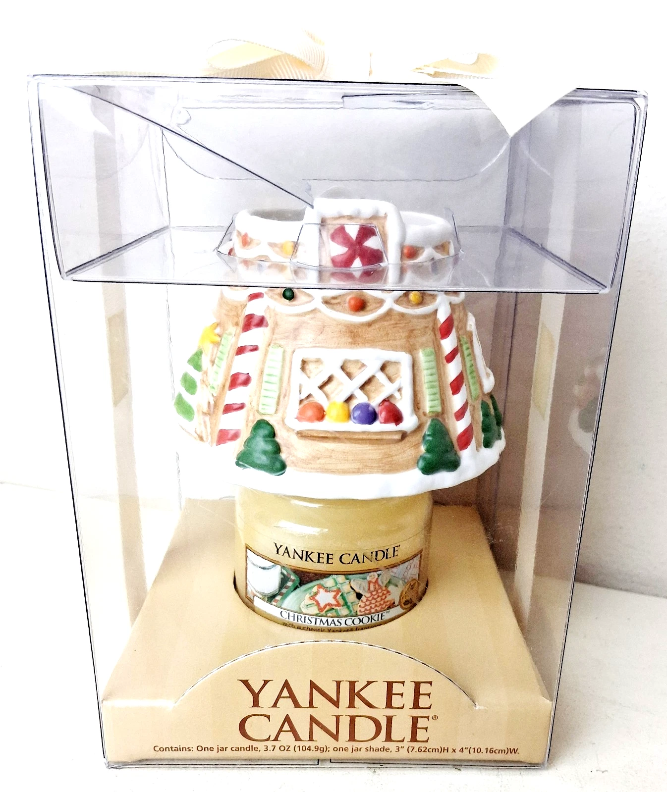 Yankee Christmas Cookie 3.7 oz Candle & Jar Shade 3" Gingerbread Holiday In Pack image 1