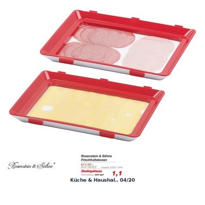 Genius Ideas 2er-Set Frischhaltedosen für Wurst- und Käse-Aufschnitt, rot
