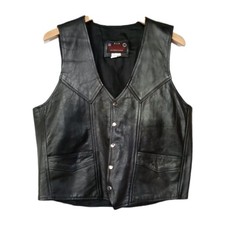 Vintage Genuine Leather Biker Vest Size 46 Paragon International P.I.D
