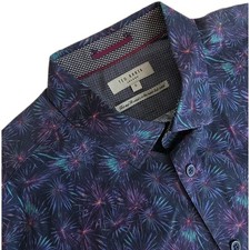 Ted Baker London Men's Short Sleeve Cotton Shirt Size 6 GEOMETRIC Print