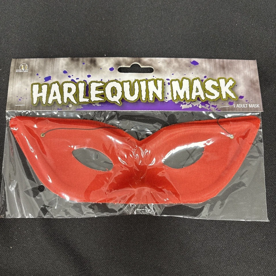 Red Harlequin Mask Adult Halloween Accessory - Image 3 of 4