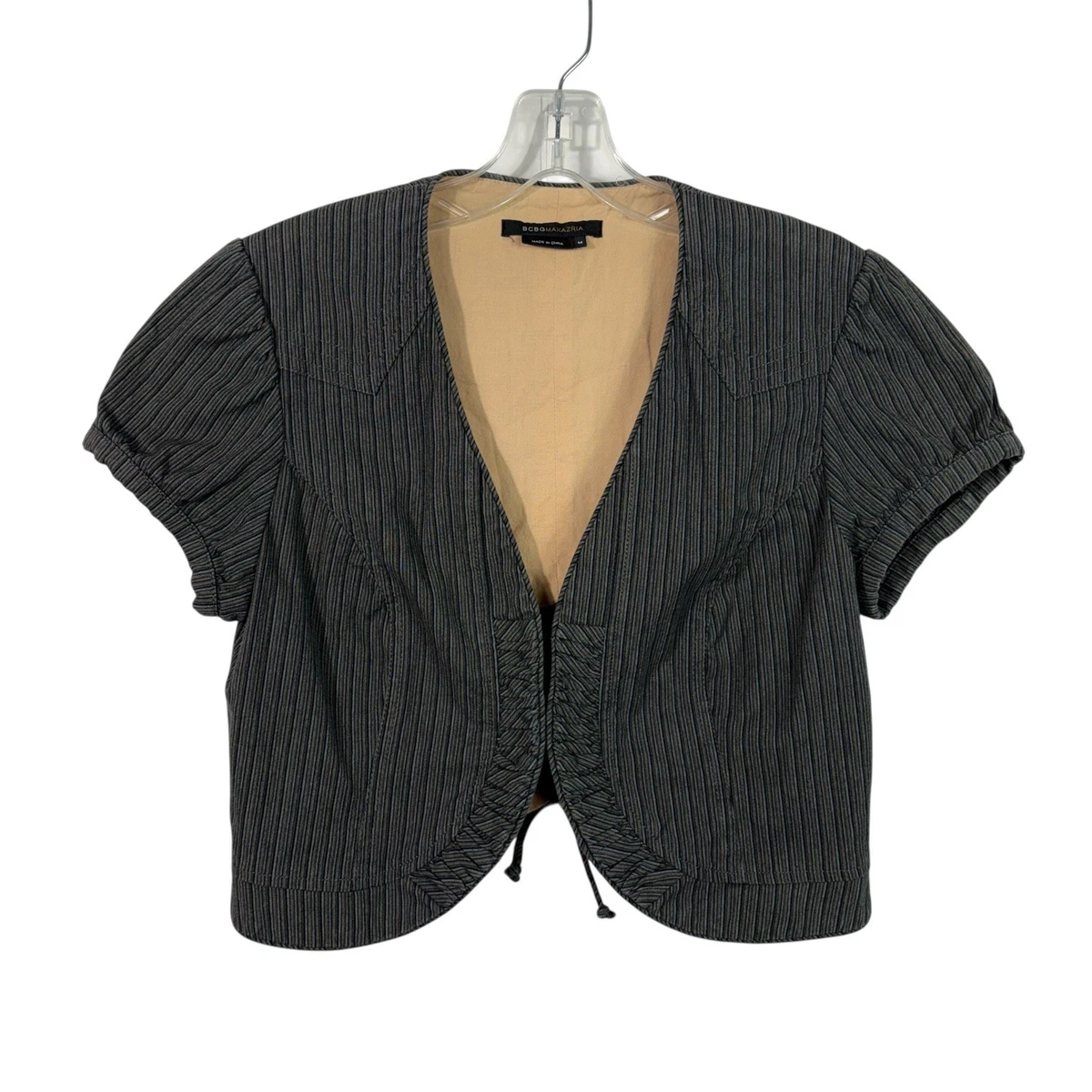 Chemise Femme BCBG MAX AZRIA En Satin Stretch Rayé Noir Et Blanc - Taille XL, Occasion Excellent état