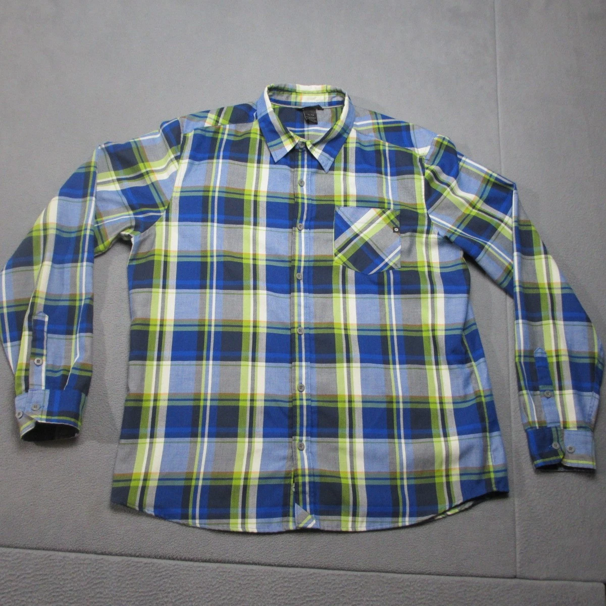 Marmot Shirt Mens XL Blue Green Plaid Casual Outdoor Hiking Button Up Workwear