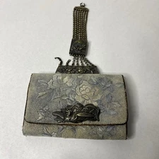 Antique Japanese tobacco pouch dragons Floral With Netsuke