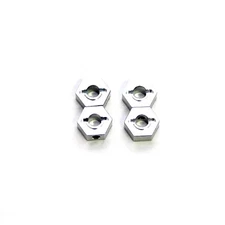SPTST1654S ALUMINUM HEX ADAPTERS 12MM FOR TRAXXAS SLASH 4X4: SILVER (4)