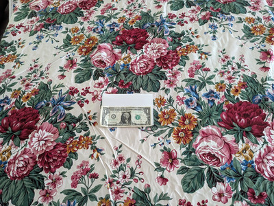 17+Yd ROYAL DOULTON MINTON Cotton CHINTZ Shabby Chic Cabbage Rose Fabric ENGLAND