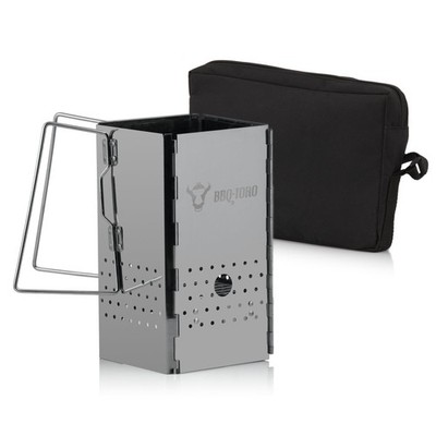 BBQ-Toro klappbarer Edelstahl Anzündkamin mit Griffen | 16 x 16 x 29 cm, faltbar