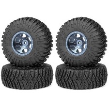 FLYXM 4PC 1.3inch Beadlock Wheel Rim Tires Set For 1/18 1/24 RC Car SCX24 TRX4M