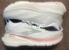 Women's Brooks Glycerin 23, Size 10.5D wide , Color: White/Harbor Mist/Metallic