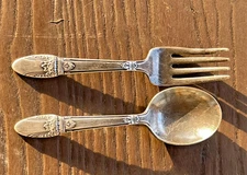 Flatware 1847 Rogers Bros. Silver Plated Childs Fork & Spoon Pattern Love Child