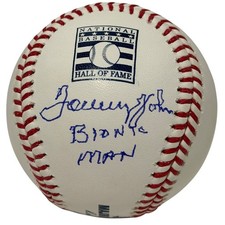 Tommy John Signed Hall of Fame HOF Logo Baseball w/ Bionic Man JSA Witness COA