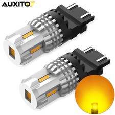 PAIR 3157 3156 LED DRL Error Free AUXITO Yellow Turn Signal Parking Light Bulbs