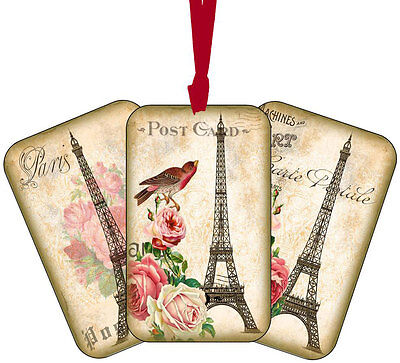 10 Pack Eiffel Tower Cutout Wooden Gift Tags Scrapbooking Embellishment DIY
