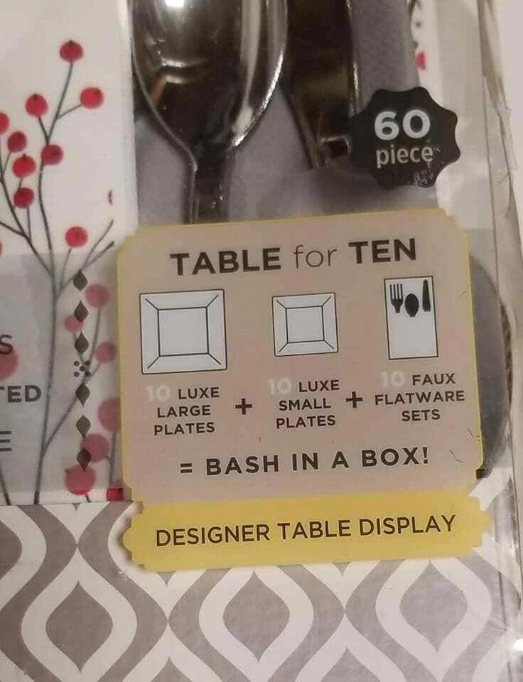 Mesa Tableluxe para 10 Juego de Vajilla 60 Piezas Blanco y Rojo (LOC TUB L-40) Foto 2 de 4