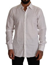 DOLCE & GABBANA Shirt White GOLD Cotton Slim Fit Dress Formal 37/ US14.5/XS $650