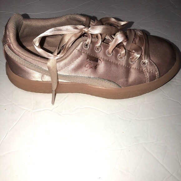 puma pink satin sneakers