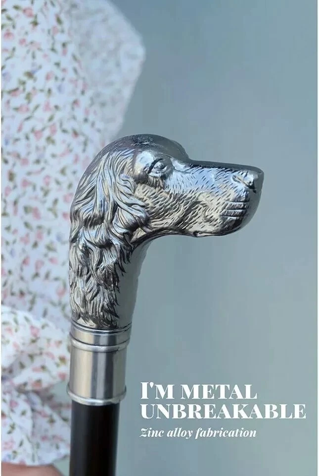 Bastón victoriano con mango de cabeza de perro bastón de madera regalo 37 pulgadas Foto 4 de 4