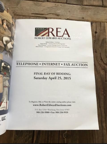 REA ROBERT EDWARD Apr. 2015 AUCTION CATALOG Cards Memorabilia Americana - Picture 4 of 6