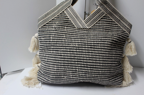 Bolso de Mano Rama y Flecha Bolso de Playa Cartera Comprador Negro/Marfil Nuevo con Etiquetas Borlas Nuevo con Etiquetas - Imagen 3 de 8