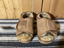 Lamo Foot Smart Open Toe Wrap suede slippers brown size Mens 11-11.5 Women 9-10