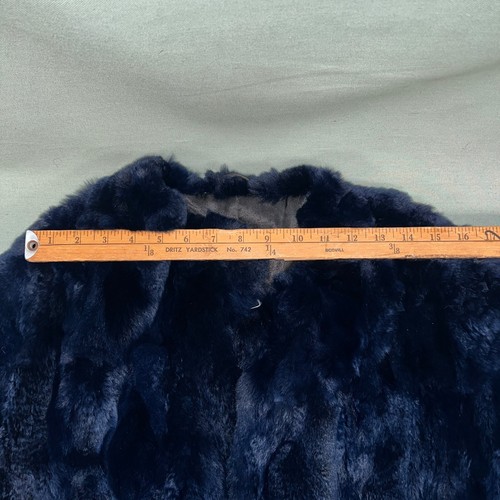 Jocelyn Blue Dyed Real Rex Rabbit Fur Coat Size Medium Lining 100% PO - Picture 7 of 7