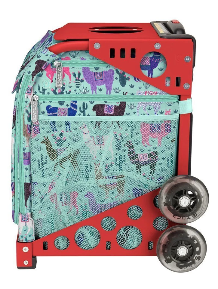 Bolsa de inserção esportiva Zuca Llama Rama e moldura vermelha com rodas piscantes - Imagem 4 de 4