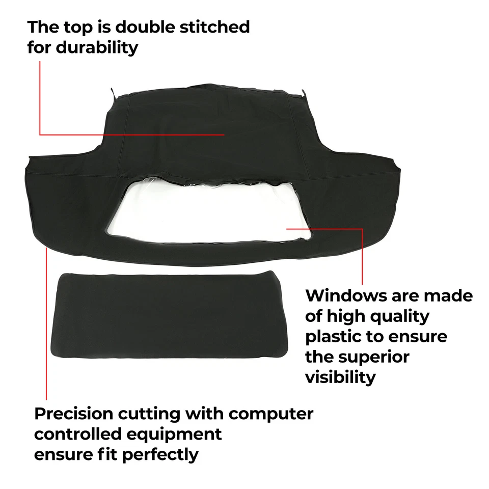 Capota blanda convertible negra y ventana de plástico para Geo Metro 1990 1991 1992 1993 Foto 2 de 4