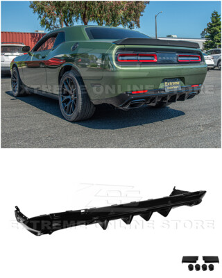 For 15-23 Dodge Challenger | SRT Style GLOSS BLACK Rear Diffuser Replacement