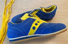 NOS Spot-Bilt Blue Yellow Suede Running Shoes Sz 5 Vintage Rare NEW 80 s Tennis