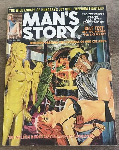 MAN'S STORY NOV 1963 V4 #8 NAZIS TURN BABES TO GOLD NORMAN SAUNDERS COVER FN+