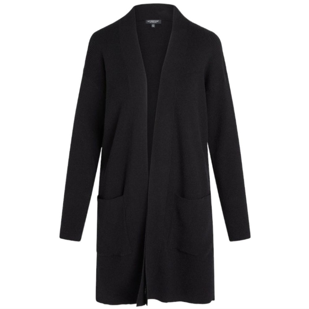 Liverpool Ribbed l Open Front Cardigan Sweater Black Women's Size