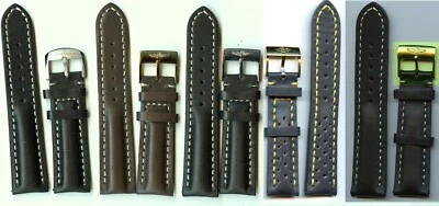 Cuir Véritable pour Boucles Breitling 18mm 19mm 20mm Sangle Montre - Photo 1/4