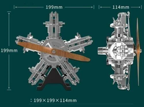 Radial Engine Metal 5 Cylinder Manual Assemble Kit Simulation Miniature Battery - Image 4 of 4